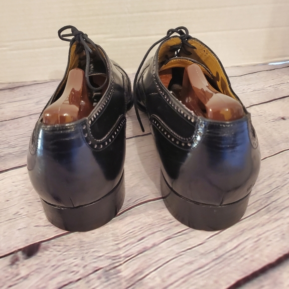 FERRAGAMO SALVATORE MEN'S MADE IN ITALY WINGTIP TIE-UP OXFORD BLACK SIZE 10.5 C - Picture 8 of 12